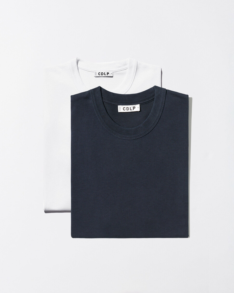2 magliette pesanti da uomo in blu navy scuro e bianco acquista ora — cdlp