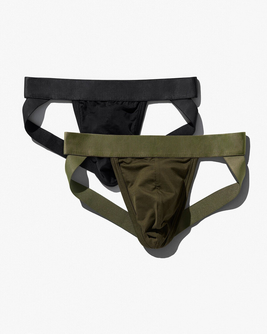 2 x jock strap da uomo in nero e verde oliva acquista ora — cdlp