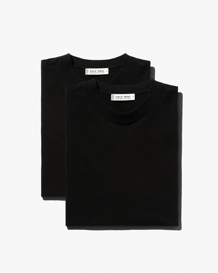 2 magliette a maniche lunghe in misto lana merino da uomo nere acquista—cdlp