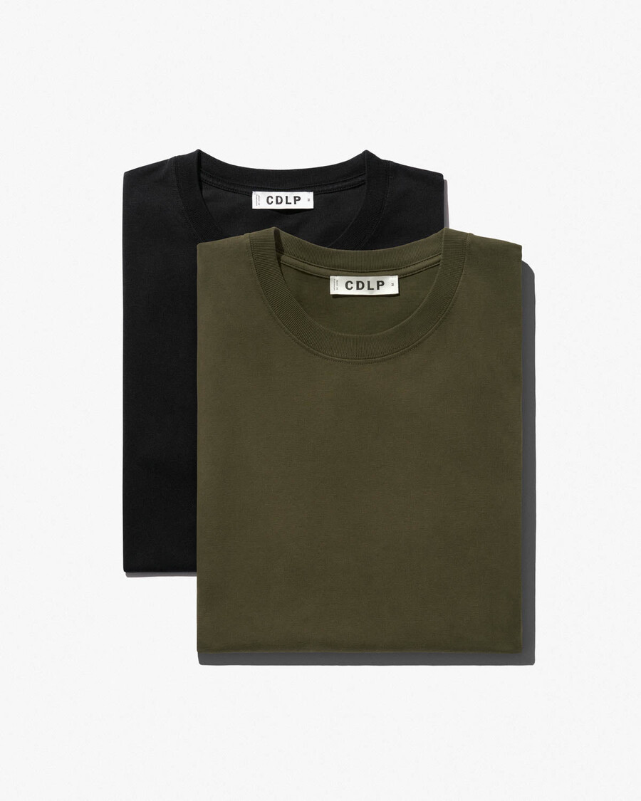 2 magliette da uomo di peso medio in nero e verde oliva acquista—cdlp