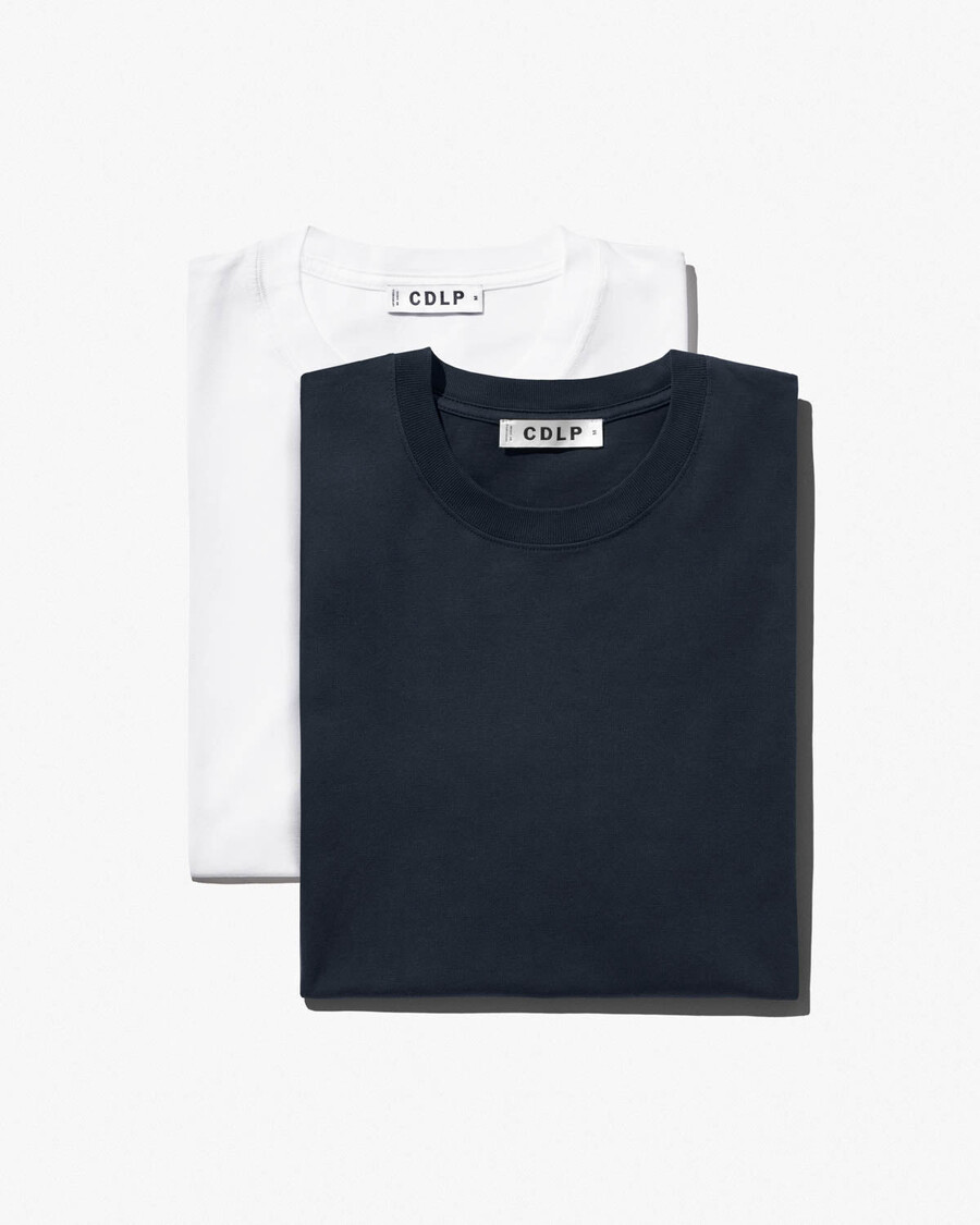 2 magliette da uomo di peso medio in bianco e blu navy scuro acquista—cdlp