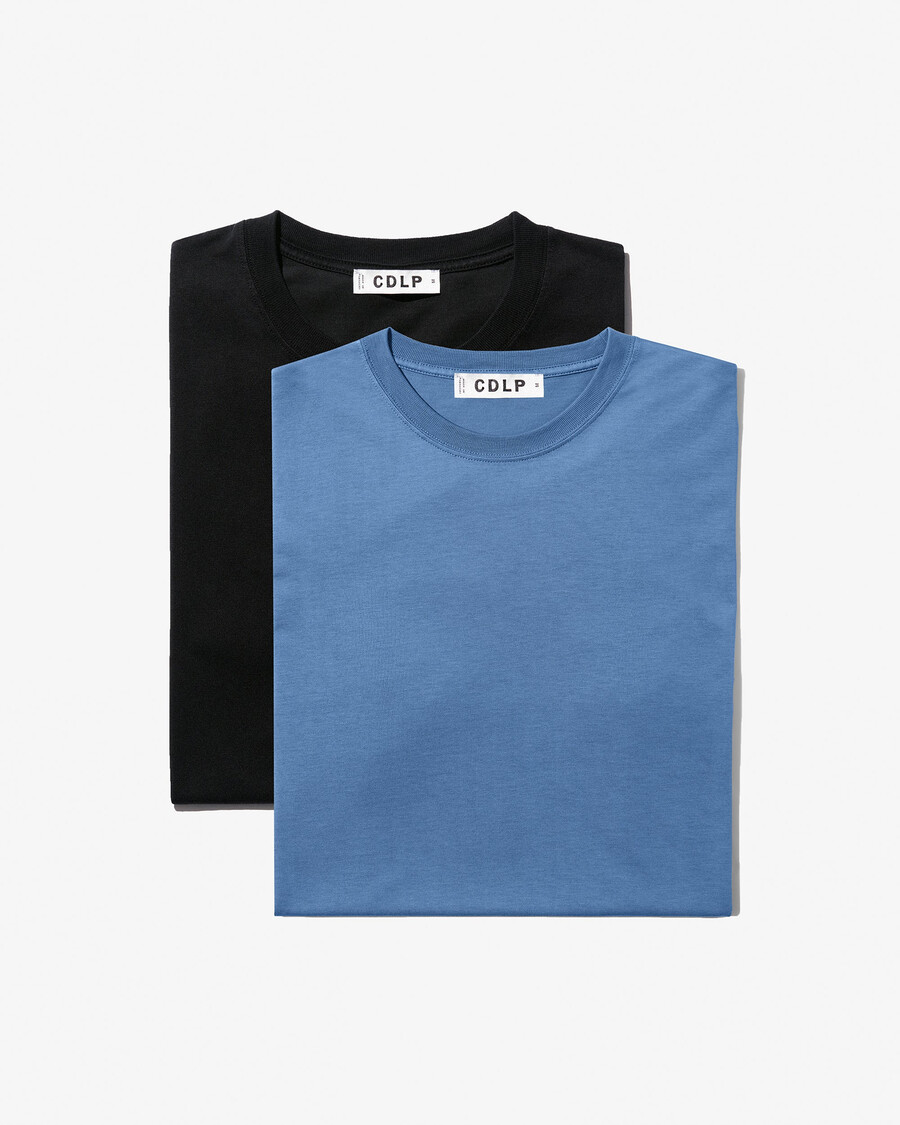 2 magliette da uomo di peso medio in nero e blu azzurro acquista—cdlp