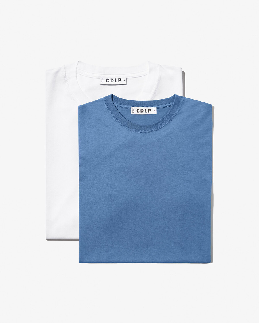 2 magliette da uomo di peso medio in bianco e blu azzurro acquista—cdlp