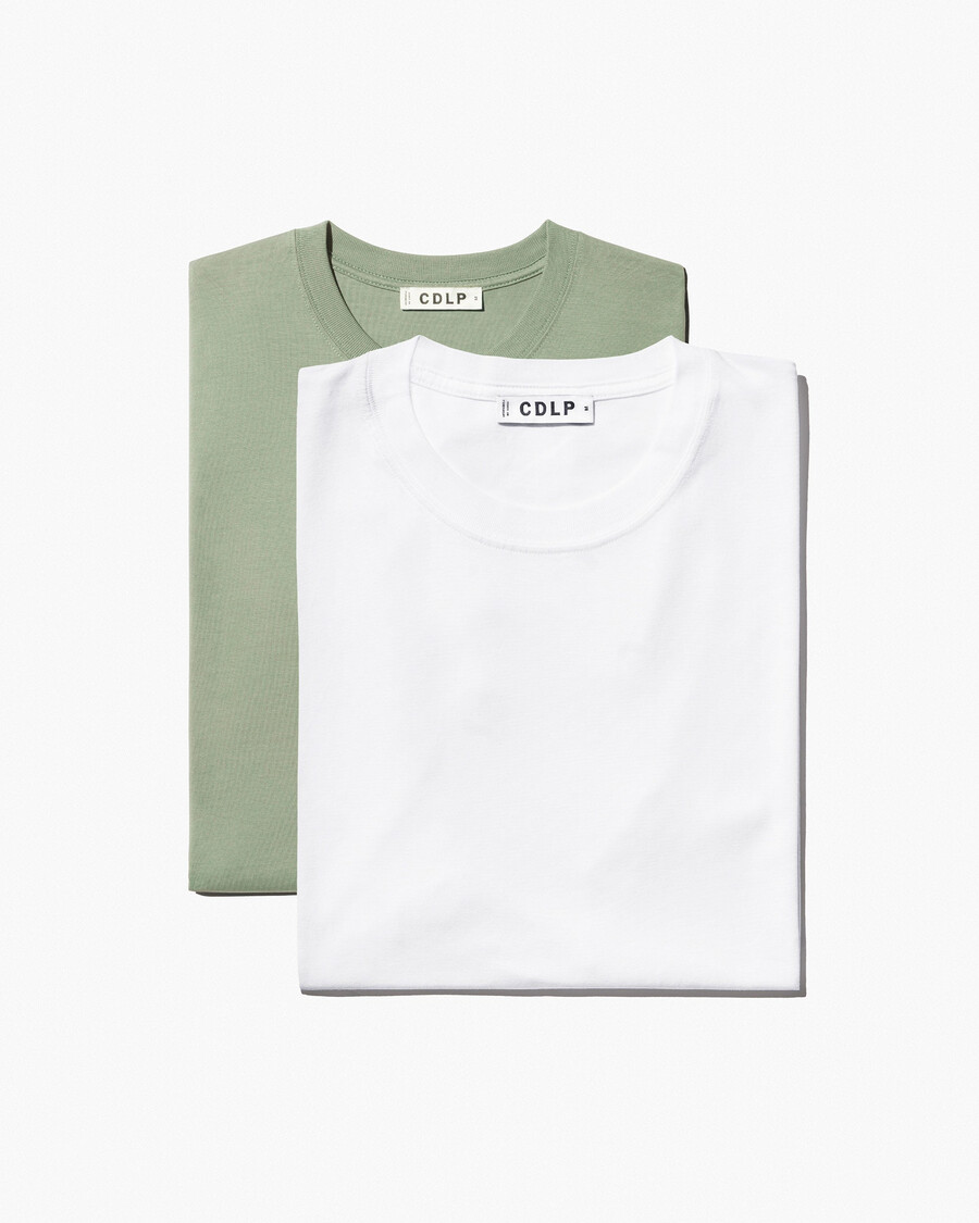2 magliette da uomo di peso medio in bianco e salvia acquista—cdlp