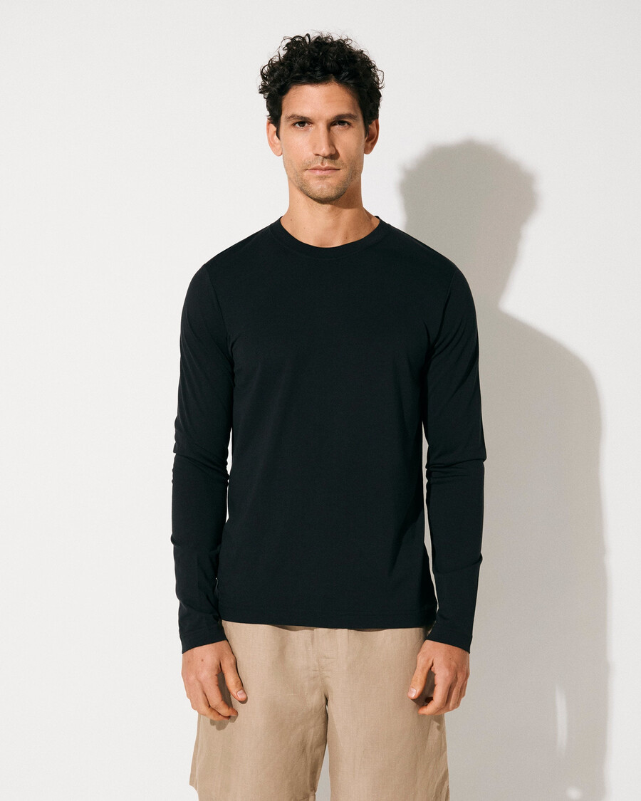 t-shirt a maniche lunghe da uomo di peso medio nera acquista — cdlp