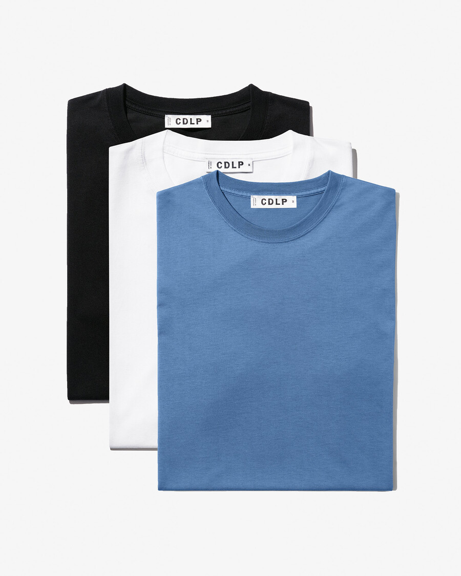 3 magliette da uomo di peso medio in nero bianco e blu azzurro acquista ora — cdlp