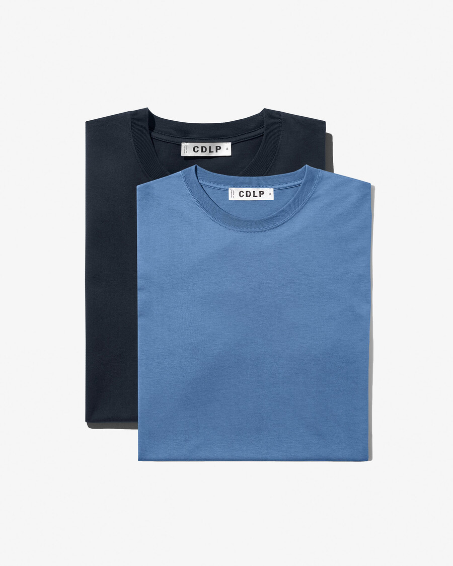 2 magliette da uomo di peso medio in blu navy scuro e blu azzurro acquista—cdlp