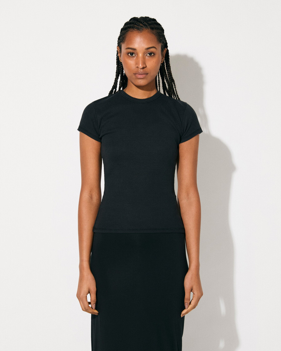 t-shirt a coste da donna in nero sporco acquista ora — cdlp