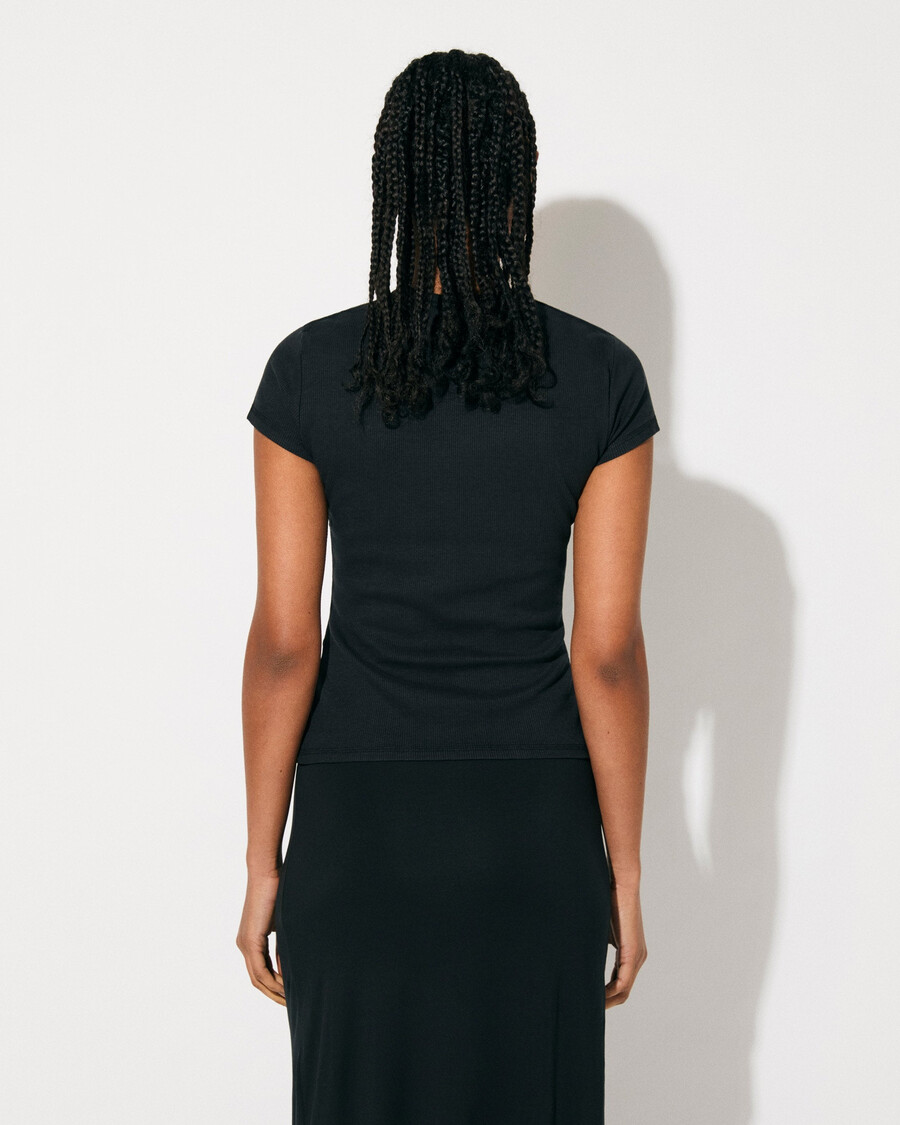 t-shirt a coste da donna in nero sporco acquista ora — cdlp