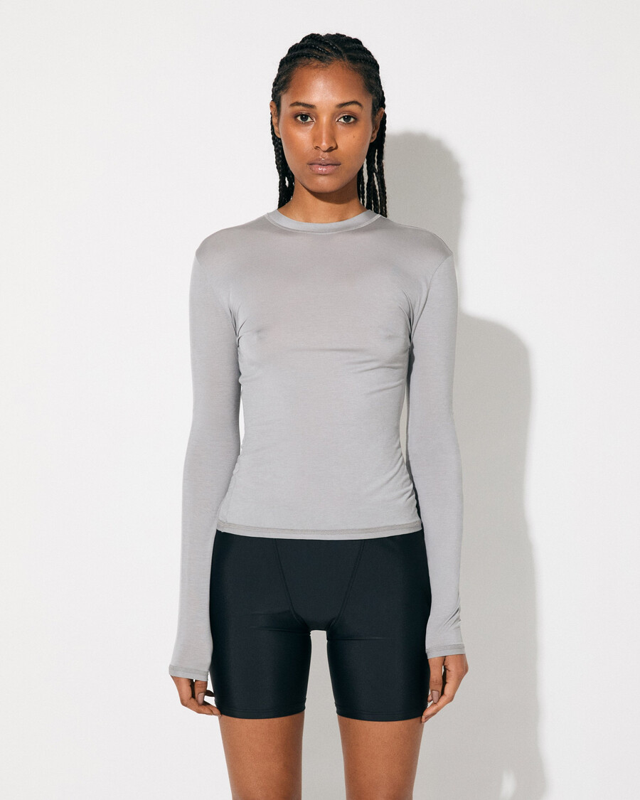 t-shirt leggera a maniche lunghe da donna in cemento acquista—cdlp