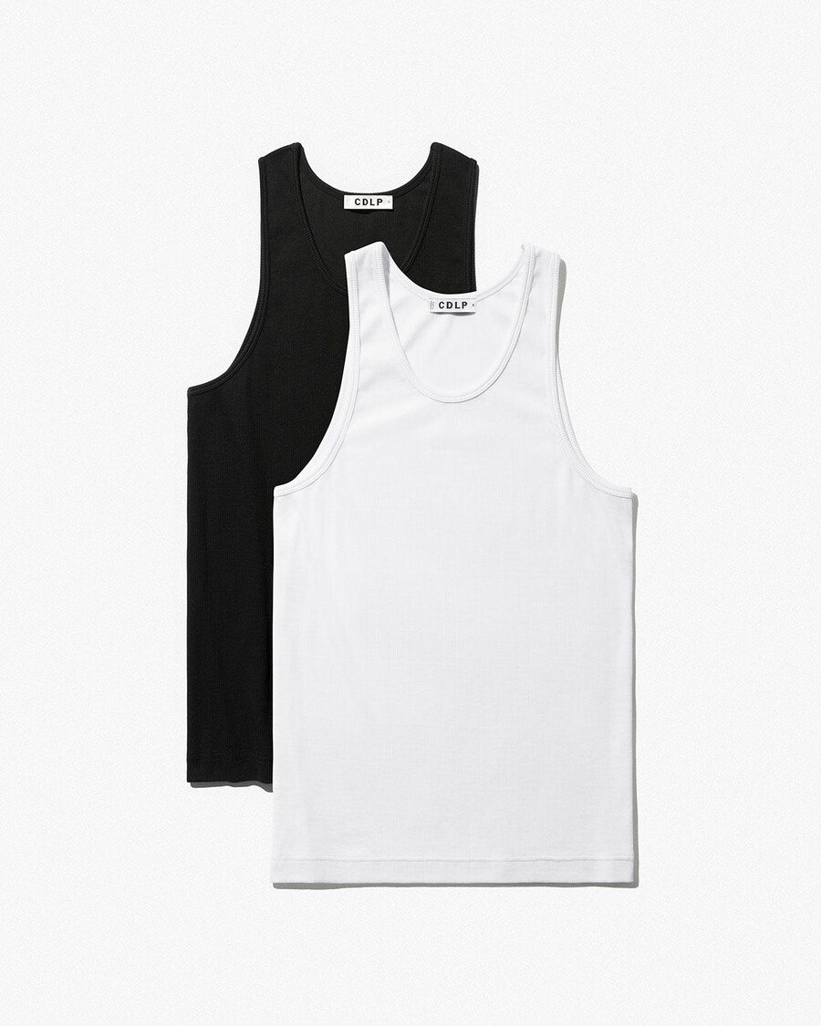 2 × canotta a coste da uomo in nero sporco bianco acquista ora — cdlp